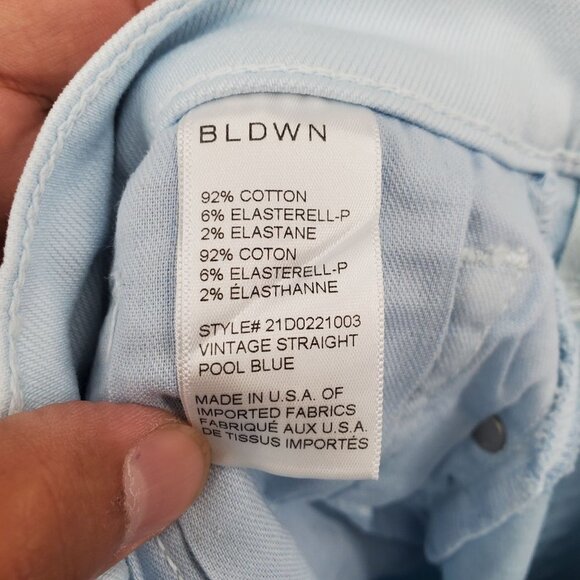 BLDWN Vintage Straight Jeans Hi-Rise Cropped Stretch 27 Womens NWOT Pool Blue - Picture 7 of 13